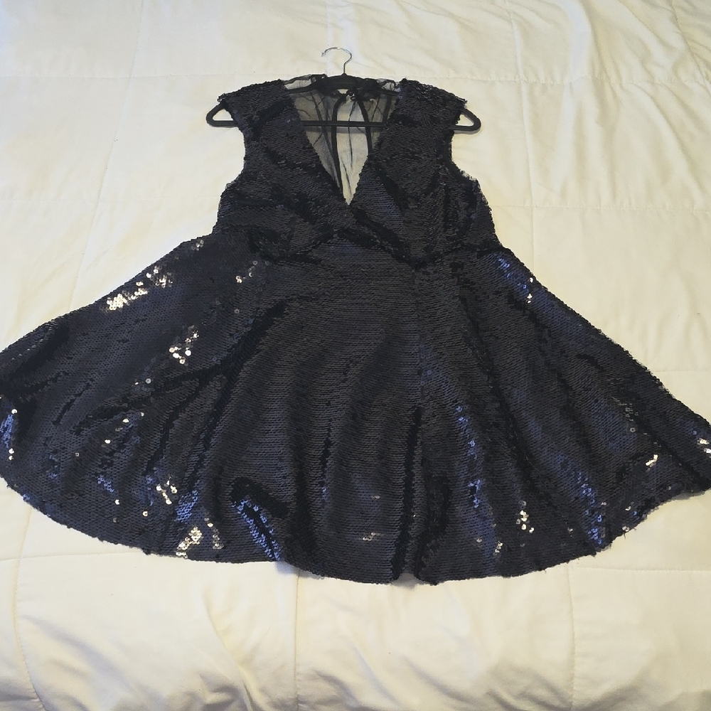 Free People Sequin Mini Dress in Sparkling Blue - Picture 5 of 6